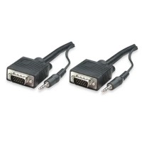 Cable VGA SVGA (HD15) macho a macho con audio 3.5 mm estéreo integrado de 10 m Cable VGA SVGA (HD15) macho a macho con audio 3.5 mm estéreo integrado de 10 m