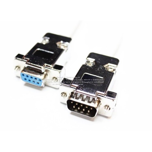 Cable Null Modem DB9 macho a DB9 hembra de 5 m
