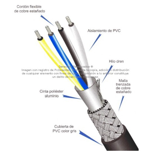 Cable Multiconductor Blindado ARSA Mylar + Malla + Dren 4x22 AWG venta por metro