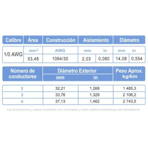 Cable ARSA Multiconductor 3x1/0 AWG venta por metro