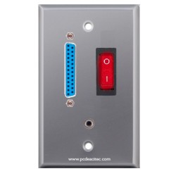 Placa Tapa DB25 paralelo + Switch Interruptor luminoso + Jack audio 3.5 mm en Aluminio
