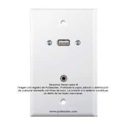 Placa Tapa USB 2.0 + Audio Jack 3.5 mm en ABS