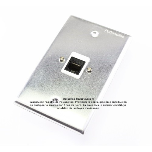 Placa Tapa Jack RJ45 Cat6 ponchable en Aluminio