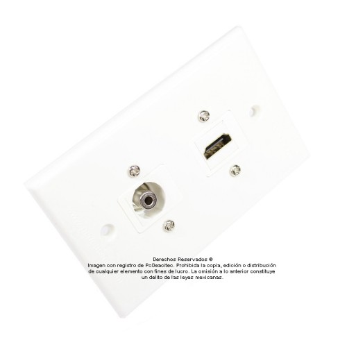 Placa Tapa HDMI 4k + Jack de audio 3.5 mm en ABS