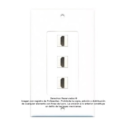 Placa Tapa Decora HDMI 4k triple en ABS