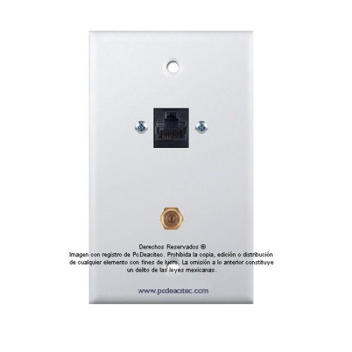 Placa Tapa Jack RJ45 Cat6 + Antena Coaxial F en ABS