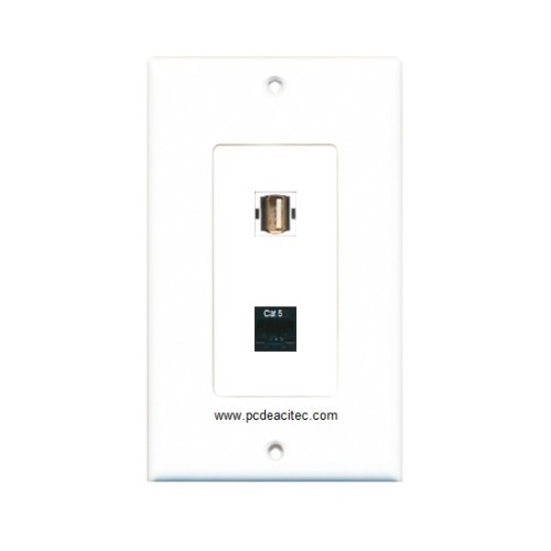 Placa Tapa Decora USB 2.0 + Jack RJ45 Cat5e en ABS