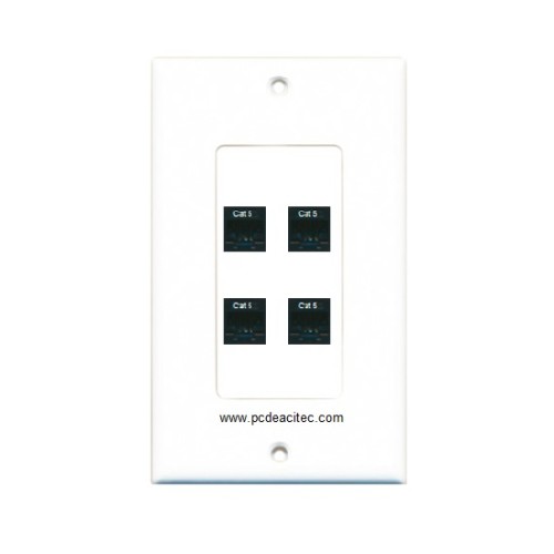 Placa Tapa Decora 4 Jacks RJ45 Cat5e en ABS