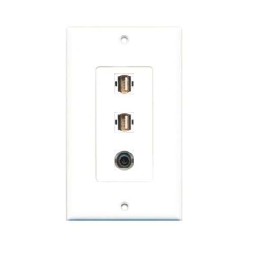 Placa Tapa Decora 2 USB 2.0 + Jack audio 3.5 mm en ABS