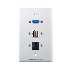 Placa Tapa VGA + USB 2.0 + Cat5e ponchable en ABS