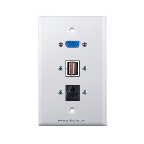Placa Tapa VGA + USB 2.0 + Cat5e ponchable en ABS