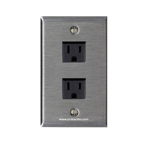 Placa Tapa Contacto Eléctrico doble en Acero Inoxidable
