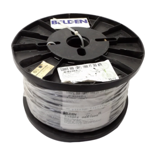 Bobina Belden Cable 2x18 AWG blindado 5300FE para control, voz y datos, 305 m
