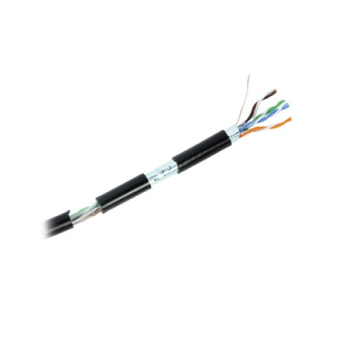 Cable Cat6+ Calibre 23 Exterior Blindado Tipo FTP para Climas Extremos, UL, Color Negro venta por metro