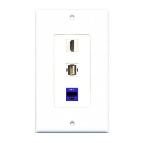 Placa Tapa Decora HDMI 4k + USB 2.0 + RJ45 Cat6 en ABS