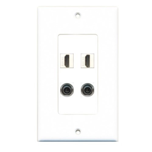 Placa Tapa Decora 2 HDMI 4k + 2 Jack 3.5 mm en ABS