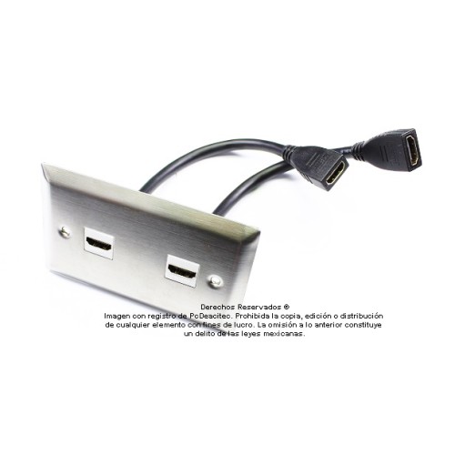 Placa Tapa doble HDMI 4k pigtail en Acero Inoxidable