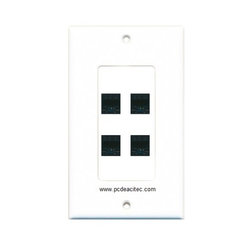 Placa Tapa Decora 4 Jacks RJ45 Cat6A en ABS