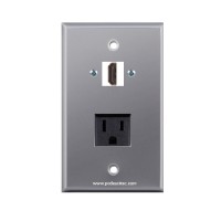 Placa Tapa HDMI 4k + contacto eléctrico en Aluminio