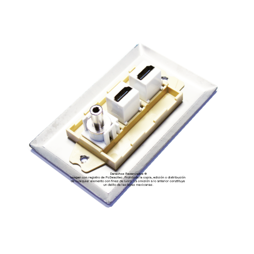 Placa Tapa doble HDMI 4k + audio Jack 3.5 mm en Acero Inoxidable