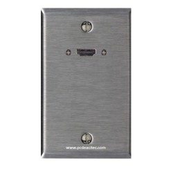 Placa Tapa HDMI 4k pigtail + espacio, en Acero Inoxidable
