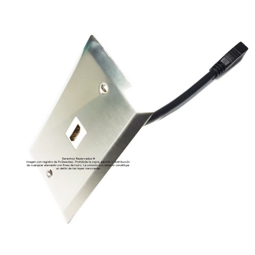 Placa Tapa HDMI 4k pigtail en Acero Inoxidable