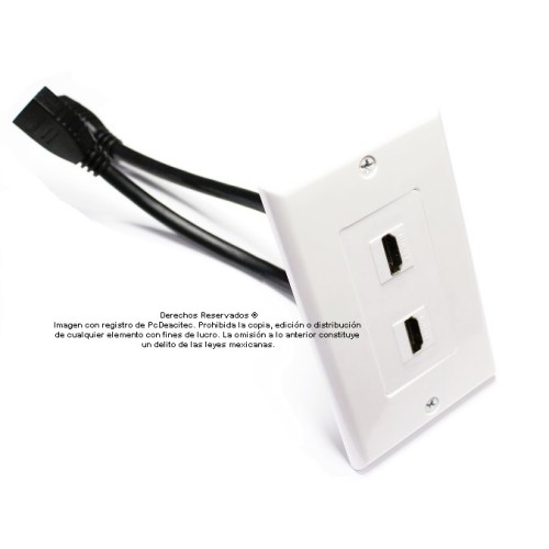 Placa Tapa Decora doble pigtail HDMI 4k en ABS