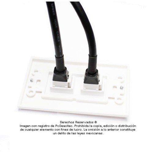 Placa Tapa Decora doble pigtail HDMI 4k en ABS