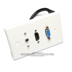 Placa Tapa VGA + HDMI 4k pigtail + Audio Jack 3.5 mm opresores en ABS
