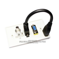 Placa Tapa VGA + HDMI 4k pigtail + Audio Jack 3.5 mm rasante en ABS