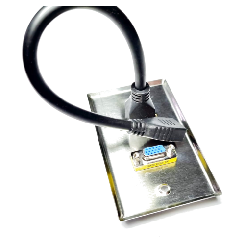 Placa Tapa VGA + HDMI 4k pigtail en Acero Inoxidable