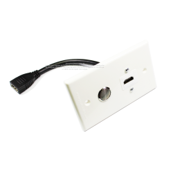 Placa Tapa HDMI 4k pigtail con Interruptor Push ON/OFF en ABS