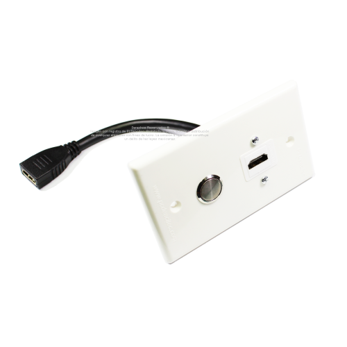Placa Tapa HDMI 4k pigtail con Interruptor Push ON/OFF en ABS Placa Tapa HDMI 4k pigtail con Interruptor Push ON/OFF en ABS