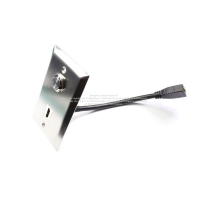 Placa Tapa HDMI 4k pigtail con Interruptor Push ON/OFF en Acero Inoxidable