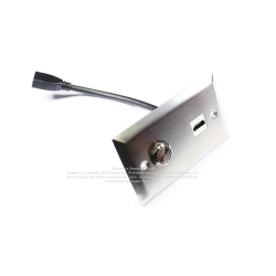 Placa Tapa HDMI 4k pigtail con Interruptor Push ON/OFF en Acero Inoxidable