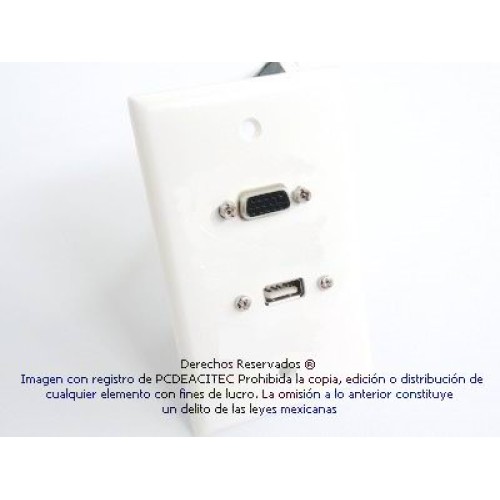 Placa Tapa VGA + USB 2.0 pigtail en ABS Placa Tapa VGA + USB 2.0 pigtail en ABS