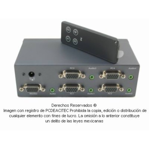 Switch de video VGA 4x1 + Audio, con control remoto Switch de video VGA 4x1 + Audio, con control remoto