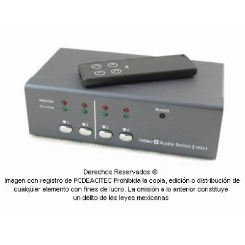 Switch de video VGA 4x1 + Audio, con control remoto Switch de video VGA 4x1 + Audio, con control remoto