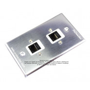 Placa Tapa Jack RJ45 Cat5e x 2 ponchable Aluminio