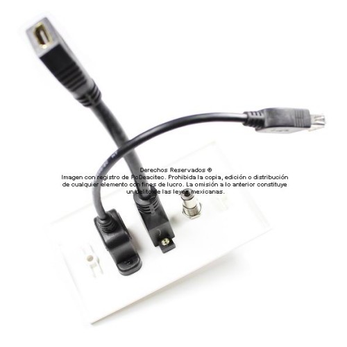 Placa Tapa USB 2.0 pigtail + HDMI 4k pigtail + Audio Jack 3.5 mm en ABS