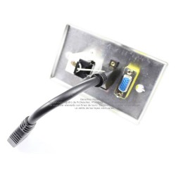 Placa Tapa VGA + HDMI 4k pigtail + Jack RJ45 Cat5e ponchable en Aluminio