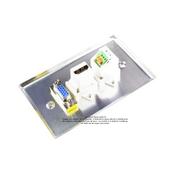 Placa tapa VGA + HDMI 4k + Audio Jack 3.5 mm con opresores en Aluminio