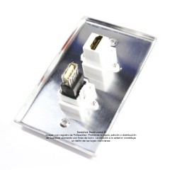 Placa Tapa metálica HDMI 4k + USB 2.0 en Aluminio