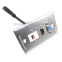Placa Tapa VGA + HDMI 4k pigtail + Audio con Terminal de opresores en Aluminio