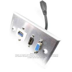 Placa Tapa VGA + HDMI 4k pigtail + USB 3.0 en Aluminio
