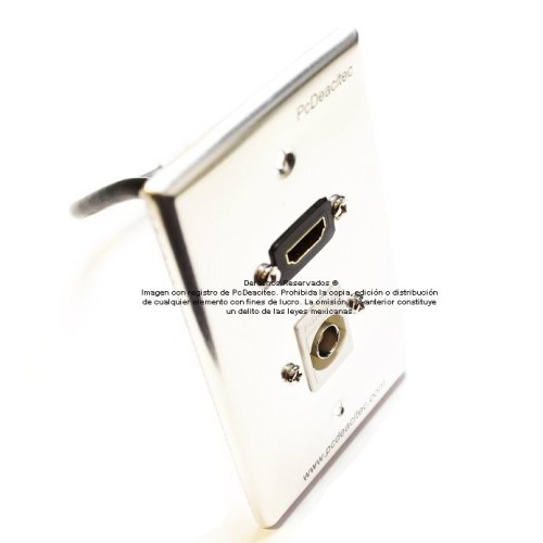Placa Tapa HDMI 4k pigtail + BNC en Aluminio
