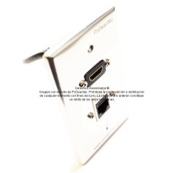 Placa Tapa HDMI 4K pigtail + Jack Rj45 Cat6 cople en Aluminio