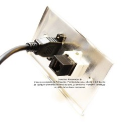 Placa Tapa HDMI 4K pigtail + Jack Rj45 Cat6 cople en Aluminio
