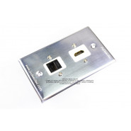 Placa Tapa HDMI 4k + Jack RJ45 Cat5e ponchable Aluminio
