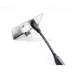 Placa Tapa HDMI 4k pigtail + USB 2.0 en Acero Inoxidable